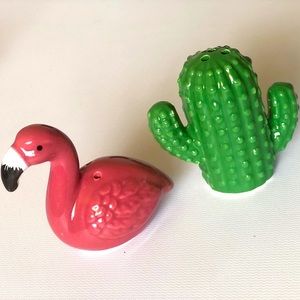 Flamingo & Cactus (Cacti) 🌵 Salt & Pepper Shakers